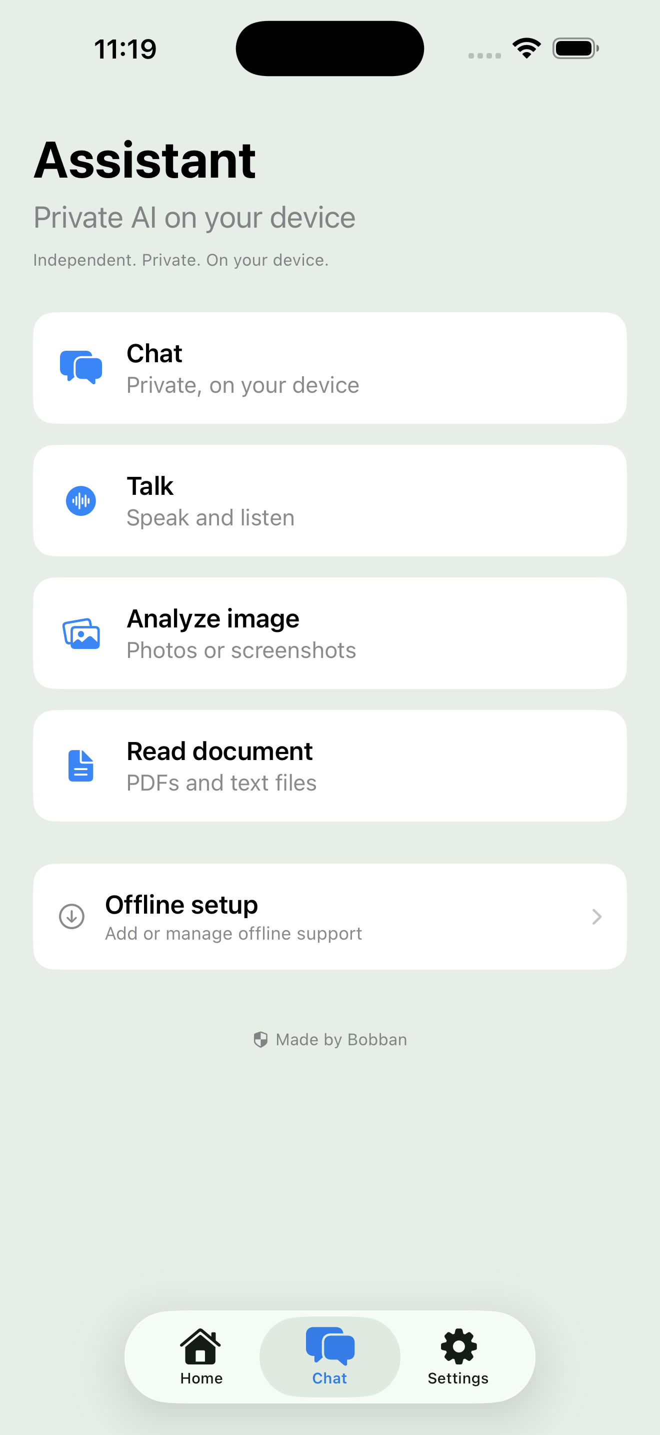 Choose how to begin. Nuvori app screenshot